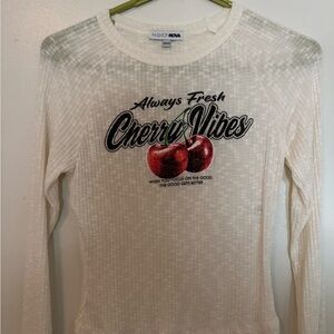 Fashion Nova Cream Cherry Graphic Top